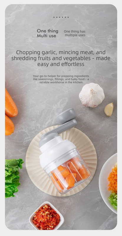 Manual Mini Garlic Chopper & Food Processor 250ml Portable Hand-Crank Mincer for Garlic, Meat, and Baby Food – Ivory White — image 3