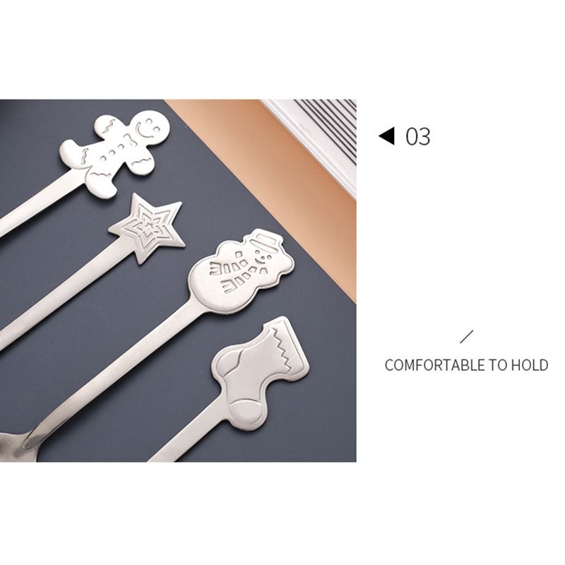 Coffee Spoon Set Stainless Steel Dessert Cake Spoon for Christmas Gifts Family Friends Silver โ image 3