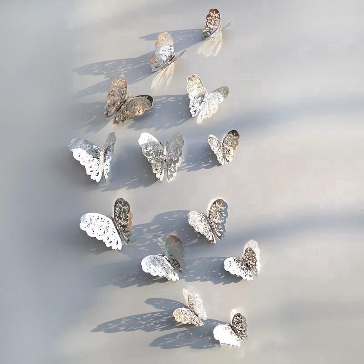 3D Wall Decoration Butterflies 12 Pieces | Wall Butterflies | Butterfly Wall Stickers | Solid Wall Stickers | Silver — image 2