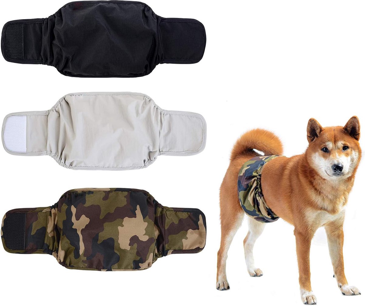 Dog Heat Pants - 3 Pieces - Dog Pants - Dog Diaper - Size L - Super Absorbent - Washable - Reusable - Prevents Unwanted Pregnancies in Female Dogs