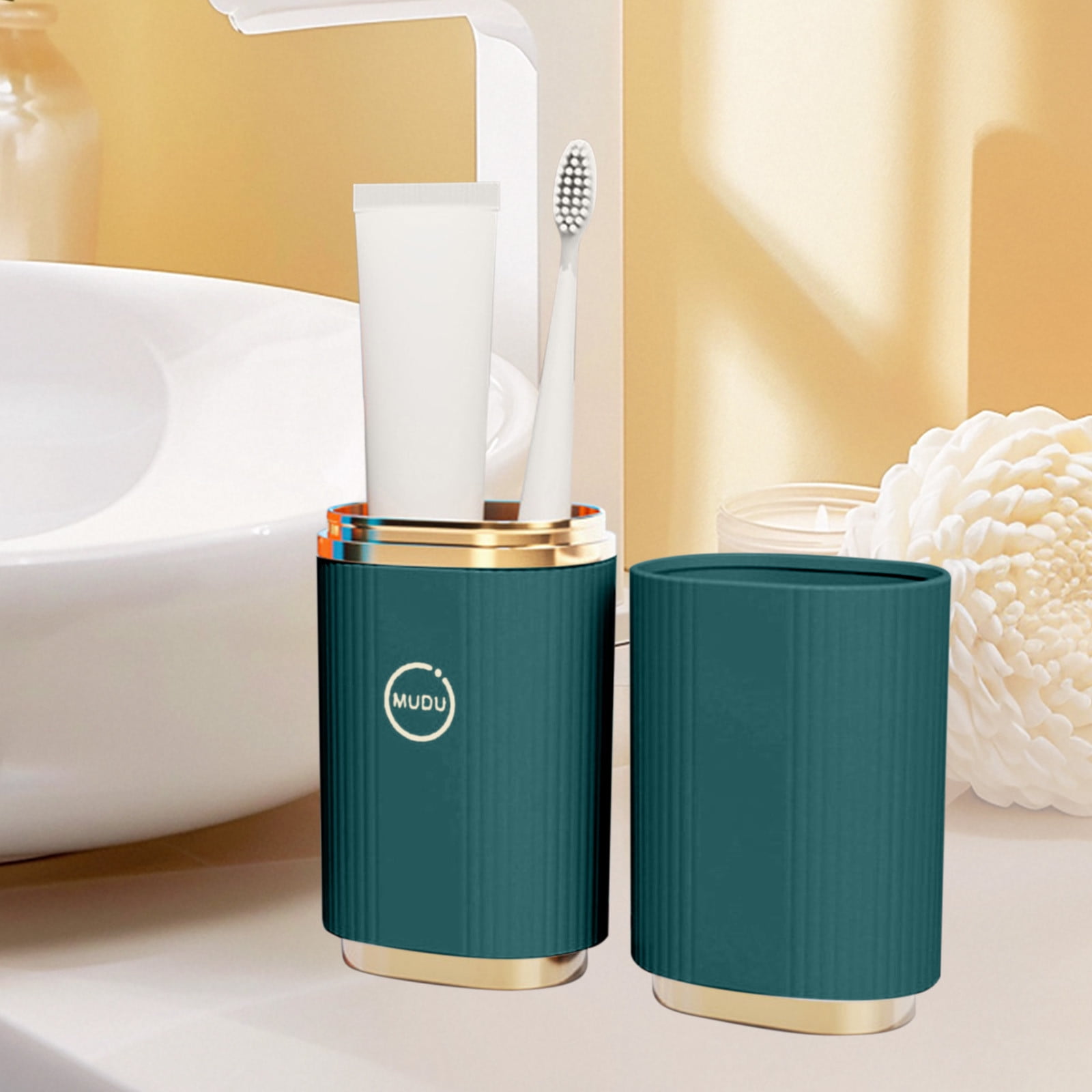 1 Piece Travel Toothbrush and Mouthwash Cup Set, Portable Plastic Brushing Kit with Integrated Base, Non-Slip Handle, Space-Saving, Green โ image 6