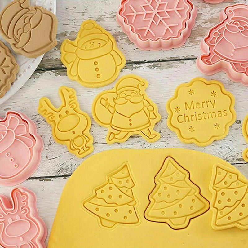 8PCS Christmas Cookie Cutter Set 3D Biscuit Moulds for Baking Fondant Pastry — image 6