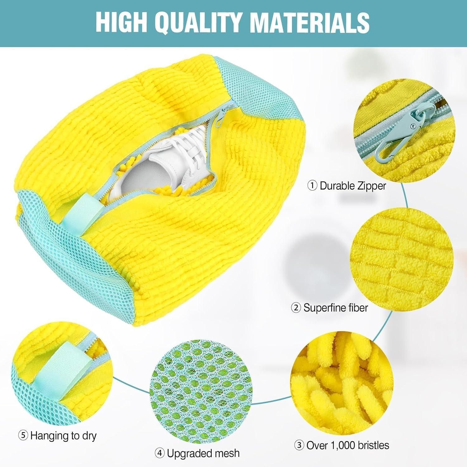 Laundry Bags 2 Pack Mesh Shoe Washing Bags with Hanging Hook Zipper Closure Yellow โ image 3