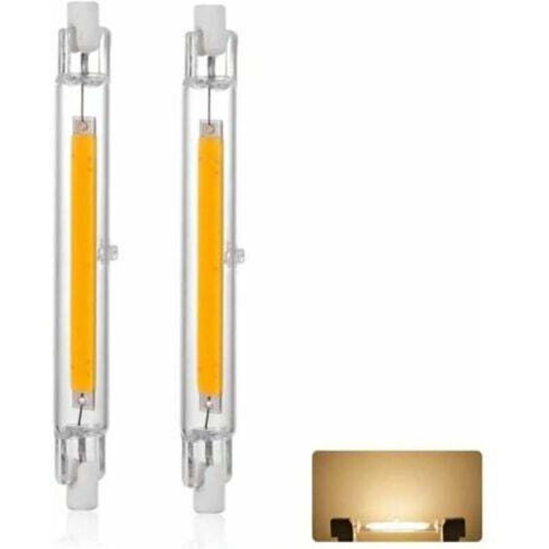 2 Pcs R7S 20W Dimmable LED Bulb, 3000K 3000LM Warm, R7S OCB LED Projector Tubes White, Flicker Free, 360 Degree Lighting, 118mm