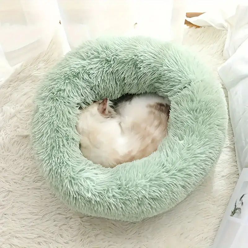 Plush Pet Nest Soft Donut Cat Bed β Cozy Round Couch for Cats and Small Dogs, Comfortable Sleeping Spot for Warmth and Deep Sleep, Suitable for Indoor Home Use β image 2