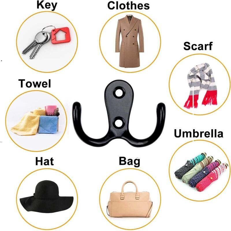 6 Pieces Retro Coat Hook, Retro Coat Hook Wall Coat Rack Vintage Metal Door Hook for Bathroom Kitchen Bedroom Entrance black — image 3