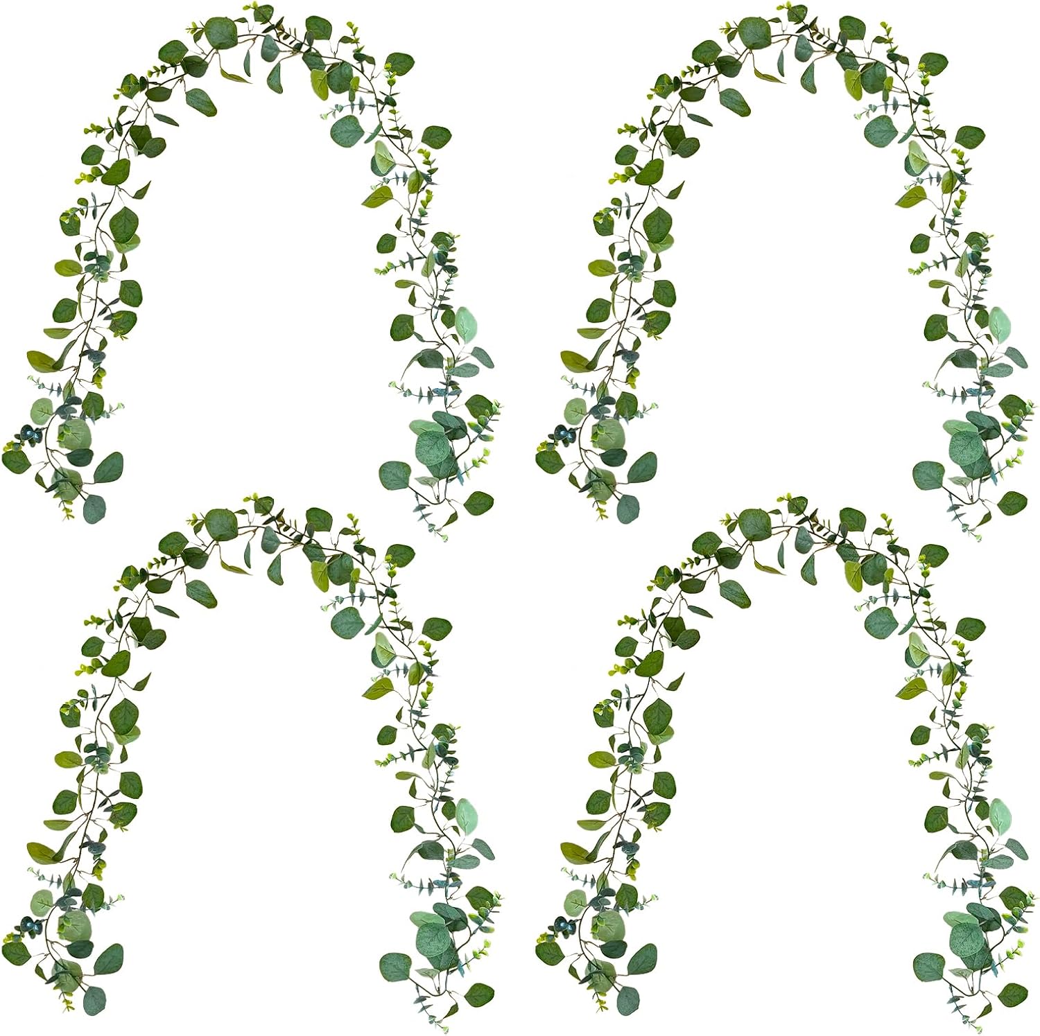 4 Pack Artificial Eucalyptus Garlands for Decoration, Artificial Greenery Garland Fake Vines for Bedroom and Wedding Decor, Artificial Plants with Ivy Vines