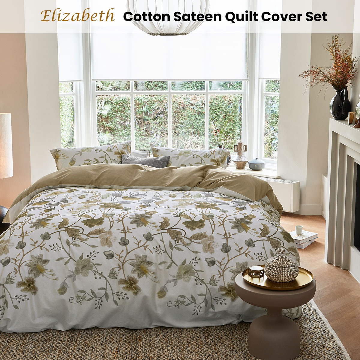 Bedding House Elizabeth White Cotton Sateen Quilt Cover Set King โ image 2