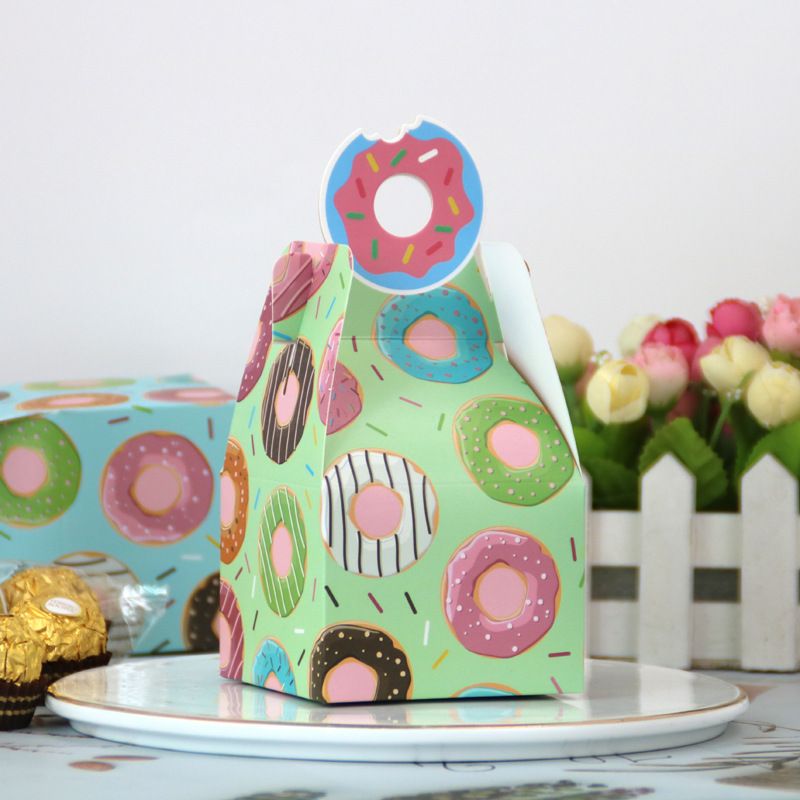 60PCS Creative Converting Donut Party Favor Boxes Party Supplies, Multicolor -Candy Goodies Valentine's Day Gift Boxes — image 3