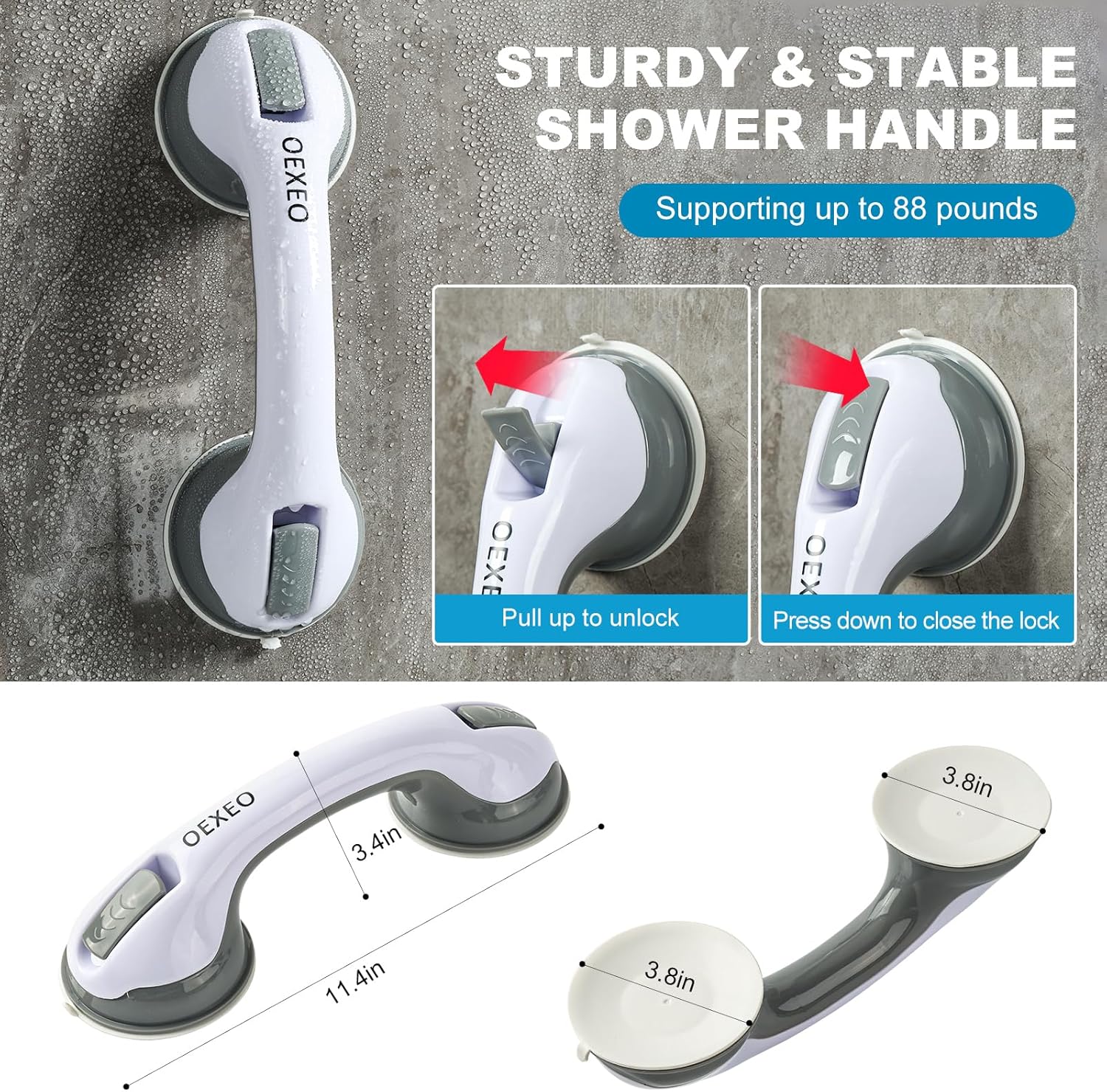 2PCS Grab Bars for Bathroom - Shower Handle - Grab Bars for Bathtubs and Showers - Safety Hand Rail Support for Tub, Handicap, Elderly, Injury, Kid, Senior — image 2