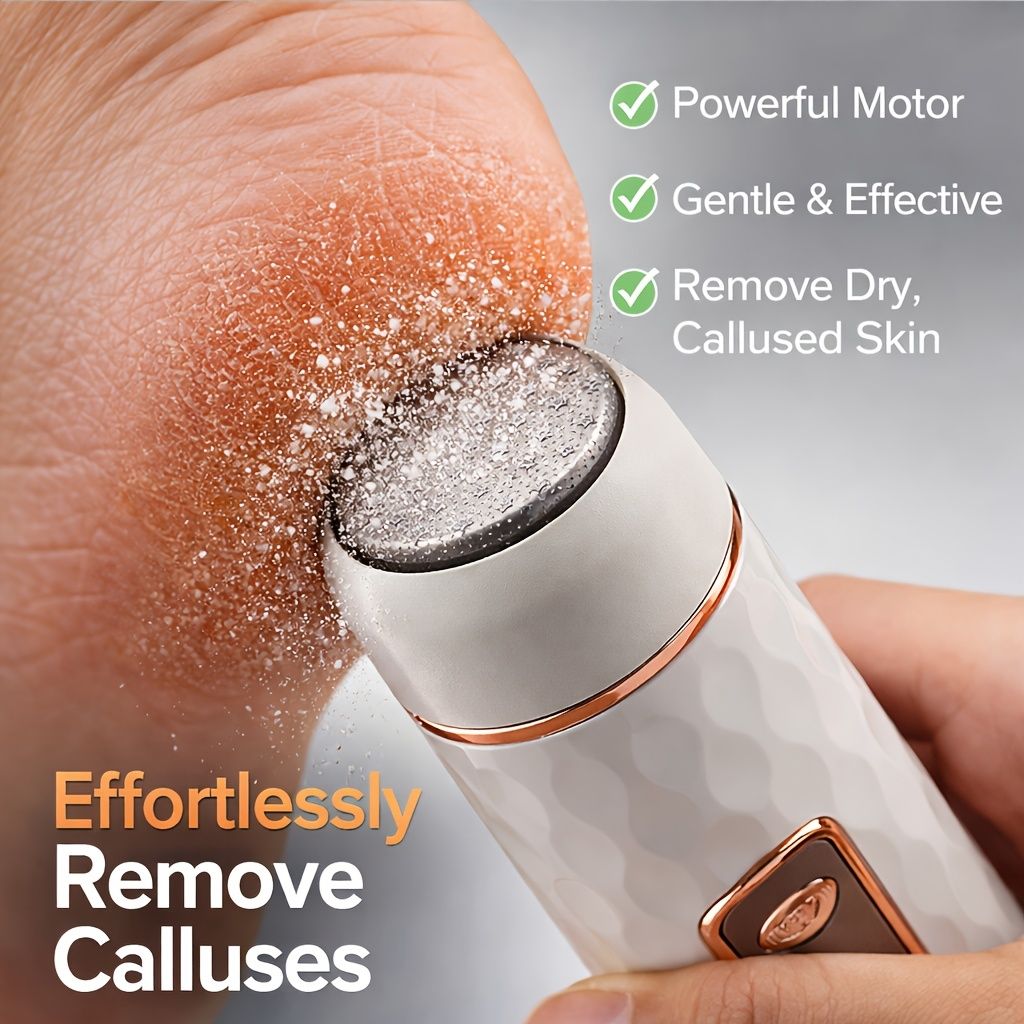 Electric Foot File, Automatic Callus Remover, Rechargeable Portable Pedicure Device with Replaceable Heads for Cracked Heels White — image 5