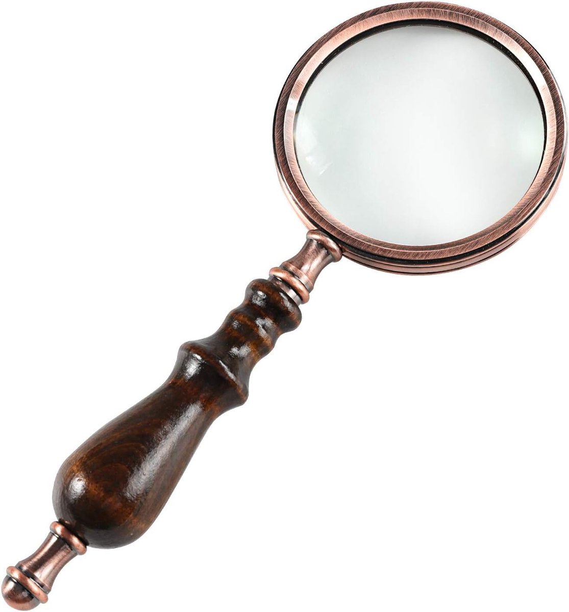 Magnifying glass - 10x magnification - 8.5 × 22.5 cm - wooden handle - Vintage - best reading magnifier