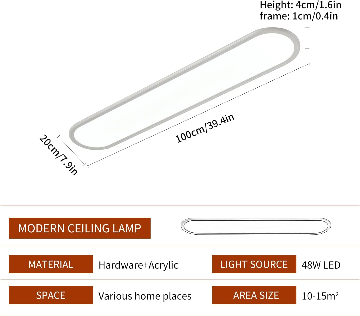 Dimmable LED Ceiling Light, 48W White — image 4