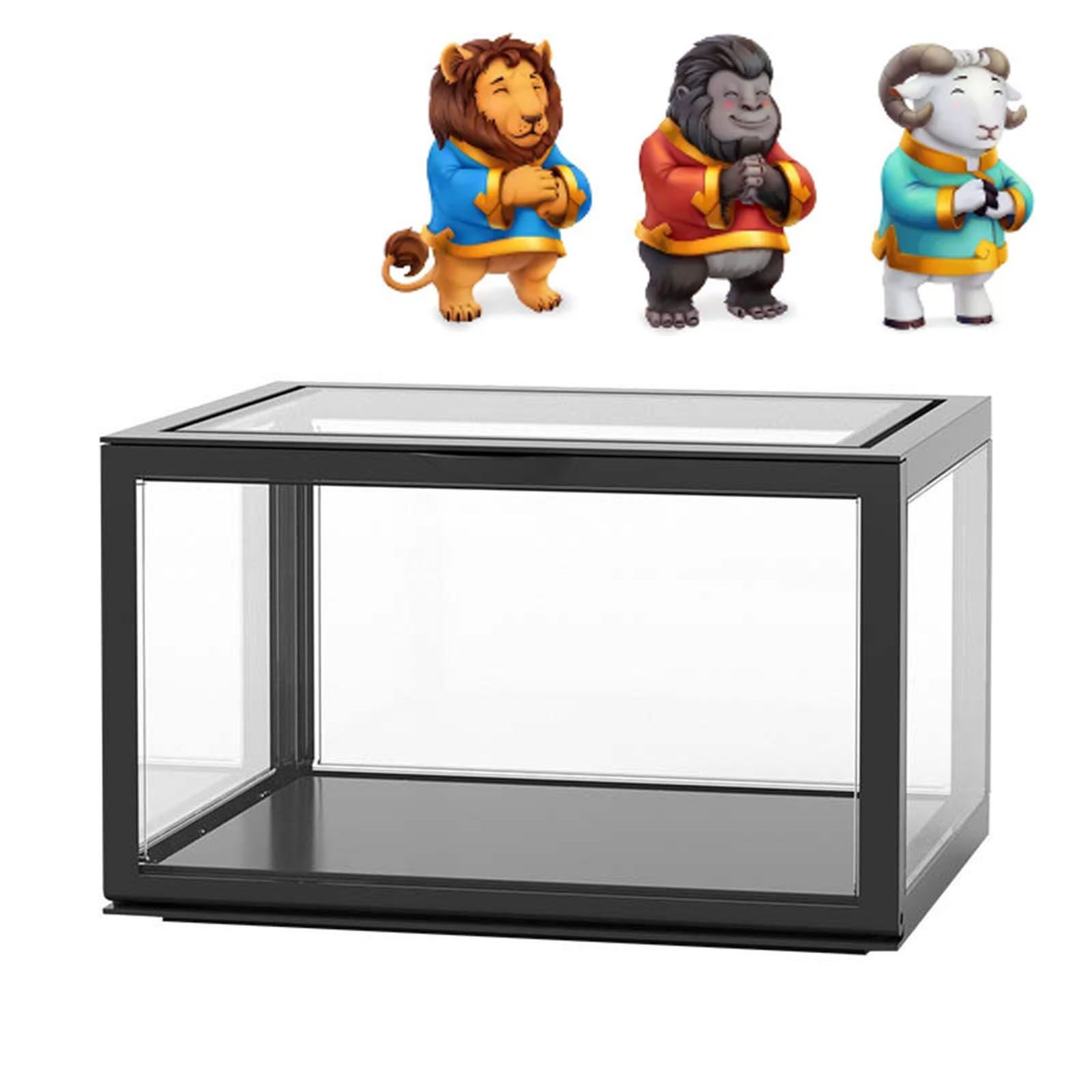 Figure Organizer Desktop Doll Acrylic Display Cabinet High Transparency Sealed Dustproof Show Case Black โ image 6