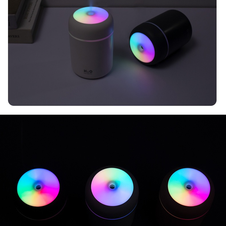 Mini Colorful Cup Humidifier, 300ml Portable USB Cool Mist Humidifier with 7-Color Night Light, for Car, Bedroom, Desk, and Office - White — image 5
