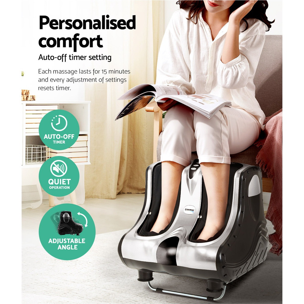 Livemor Foot Massager Massagers Shiatsu Electric Roller Ankle Calf Leg Kneading Silver — image 6