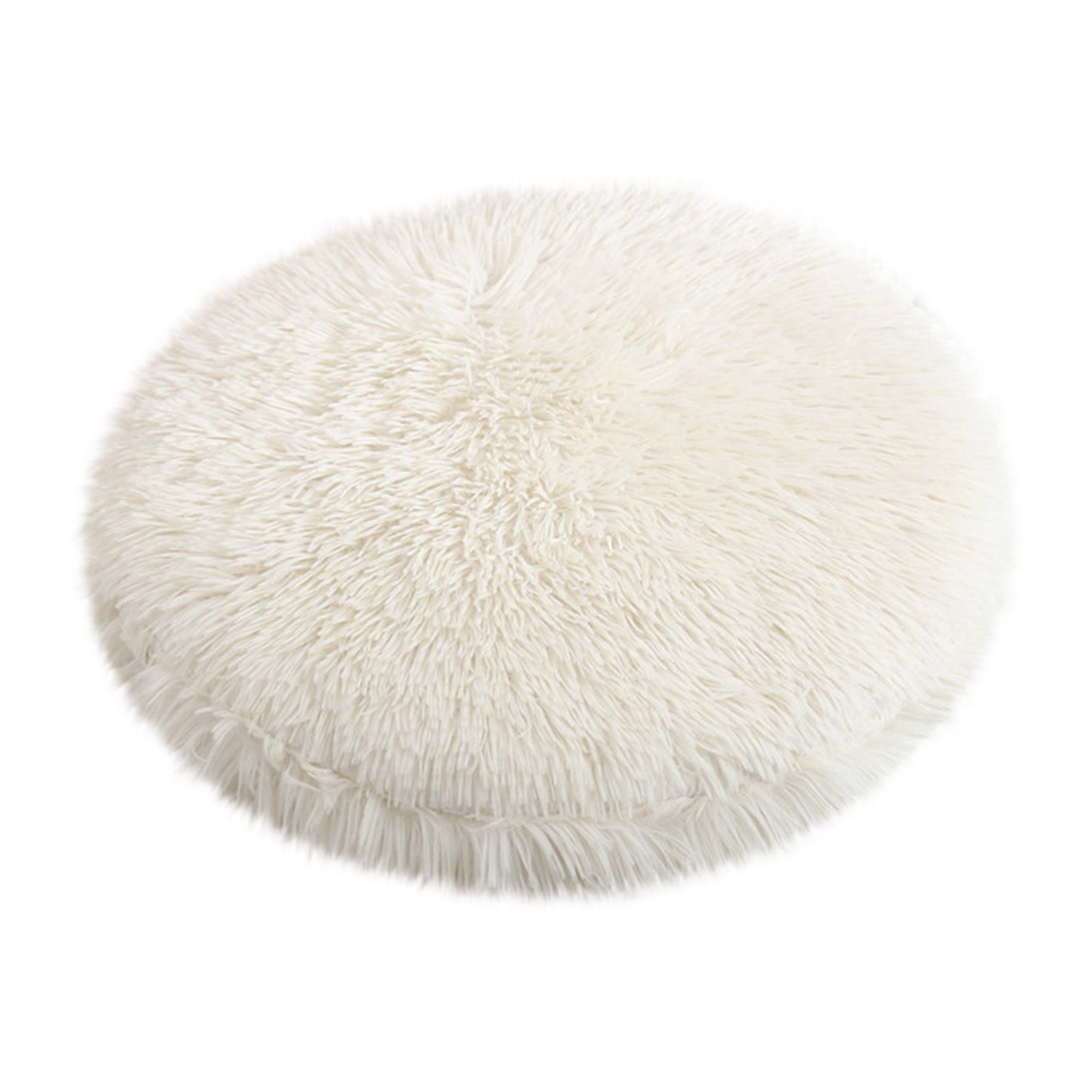 16 inch Plush Dog Bed Mat Warm Fluffy Round Puppy Crate Pad with Anti-Slip Waterproof Bottom Soft Comfy Pet Kennel Mat for Small and Medium Dogs White