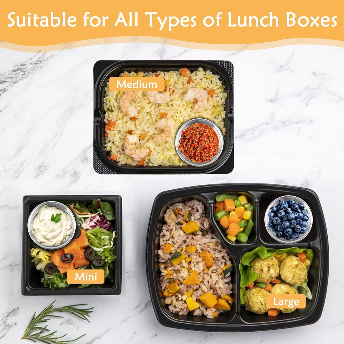 Mini Food Storage Containers - Stainless Steel Snack Box - Set of 12 Dressing Jars - Small Stainless Steel Sauce Container - Durable Snack Boxes - Freezer — image 2