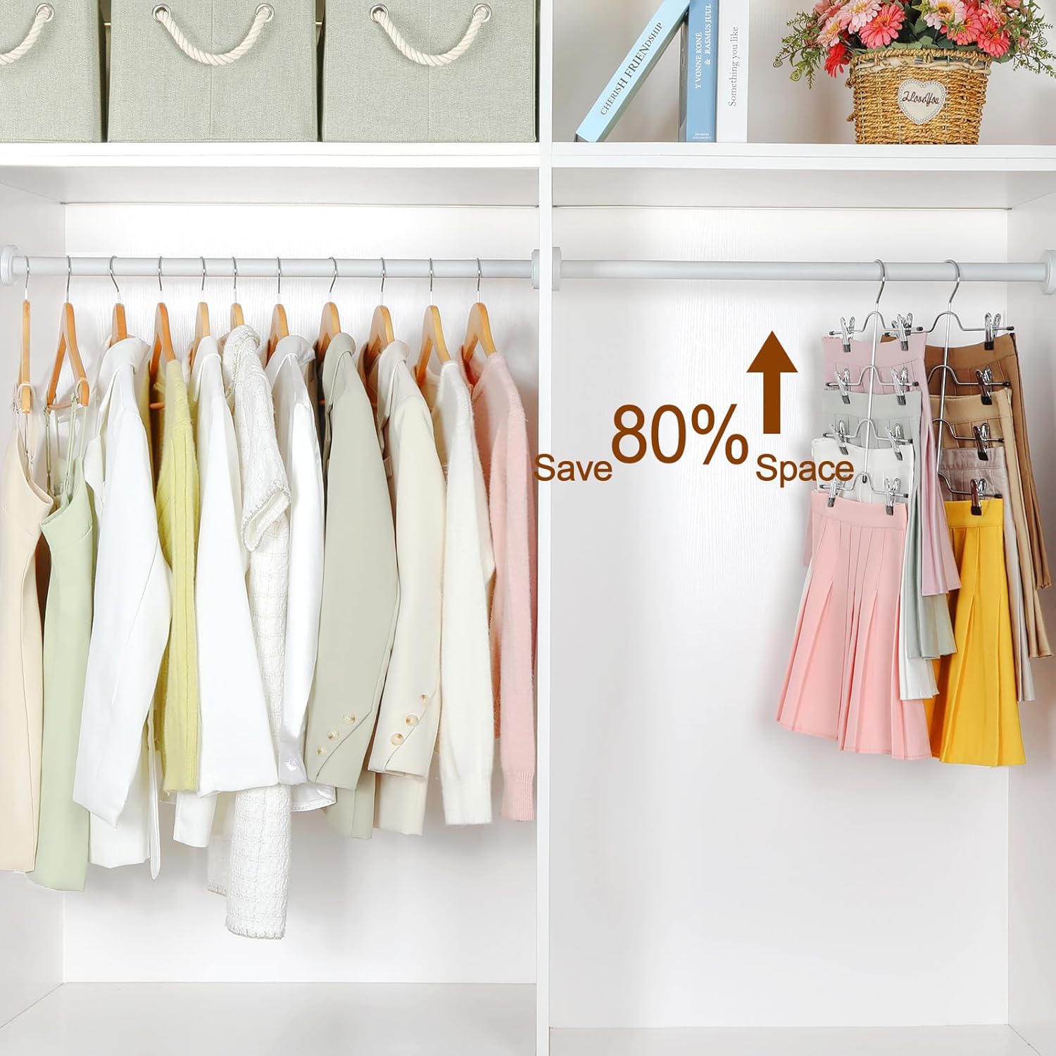2 Pack Black Pants Hangers with Adjustable Clips Non-Slip Space Saving for Jeans Shorts Skirts Dresses Hand Towels in Laundry Room — image 2