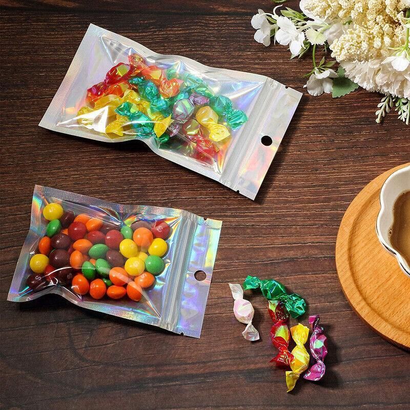 100/200X Iridescent Zip Bags for Food Storage & Holographic Makeup Pouch - 9 × 12cm 200PCS — image 6