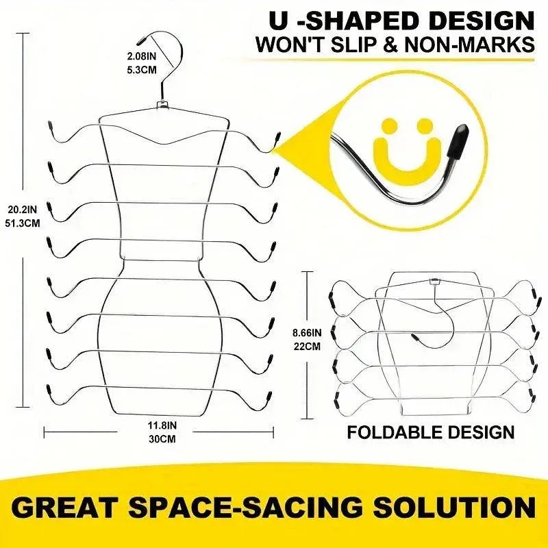 2pcs 8 Tier Metal Clothes Hanger Underwear Storage Organizer Stainless Steel — image 3
