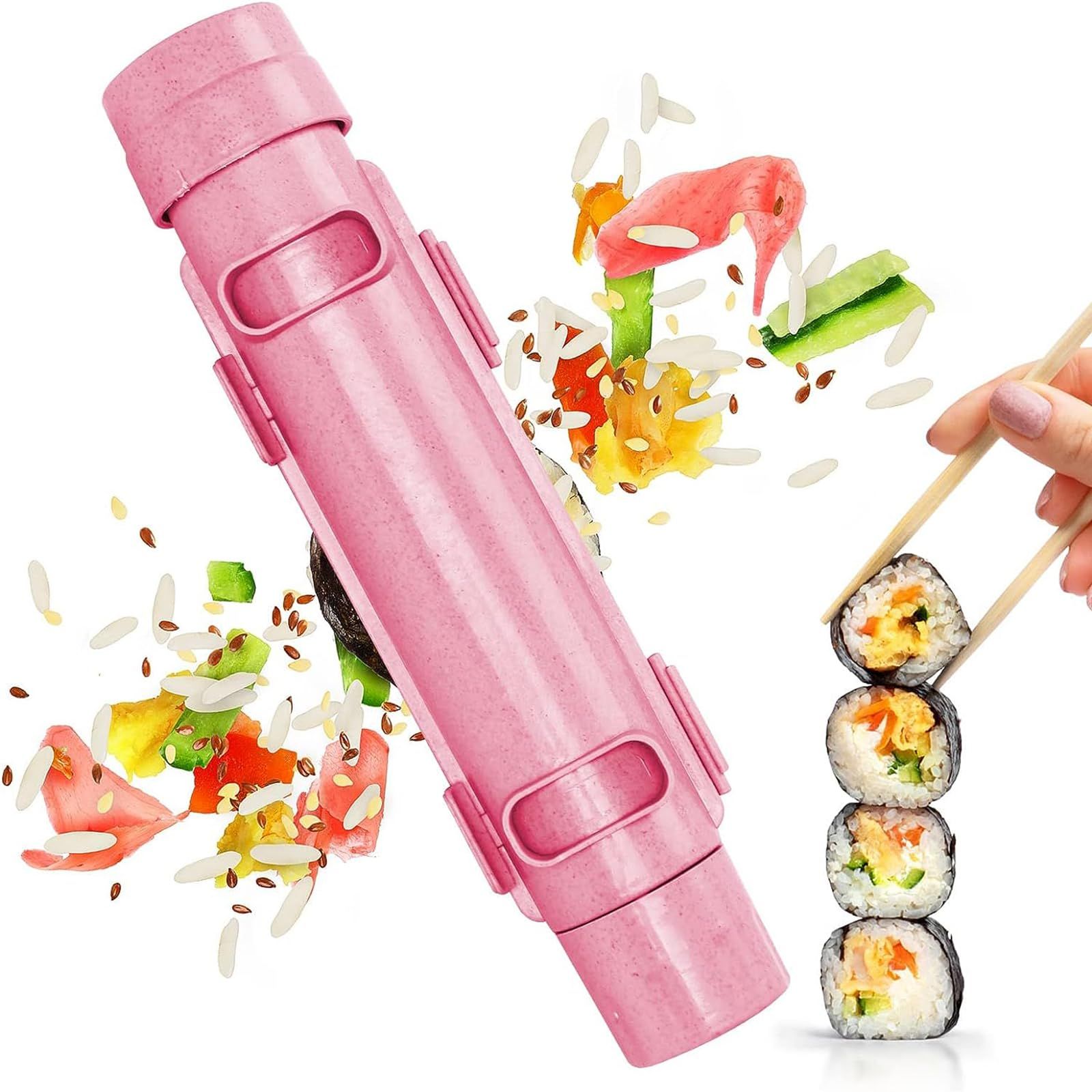 Sushi Maker【Upgraded】 Effortless Sushi Making Kit for Beginners, Sushi Bazooka, Food Grade Plastic Sushi Roller