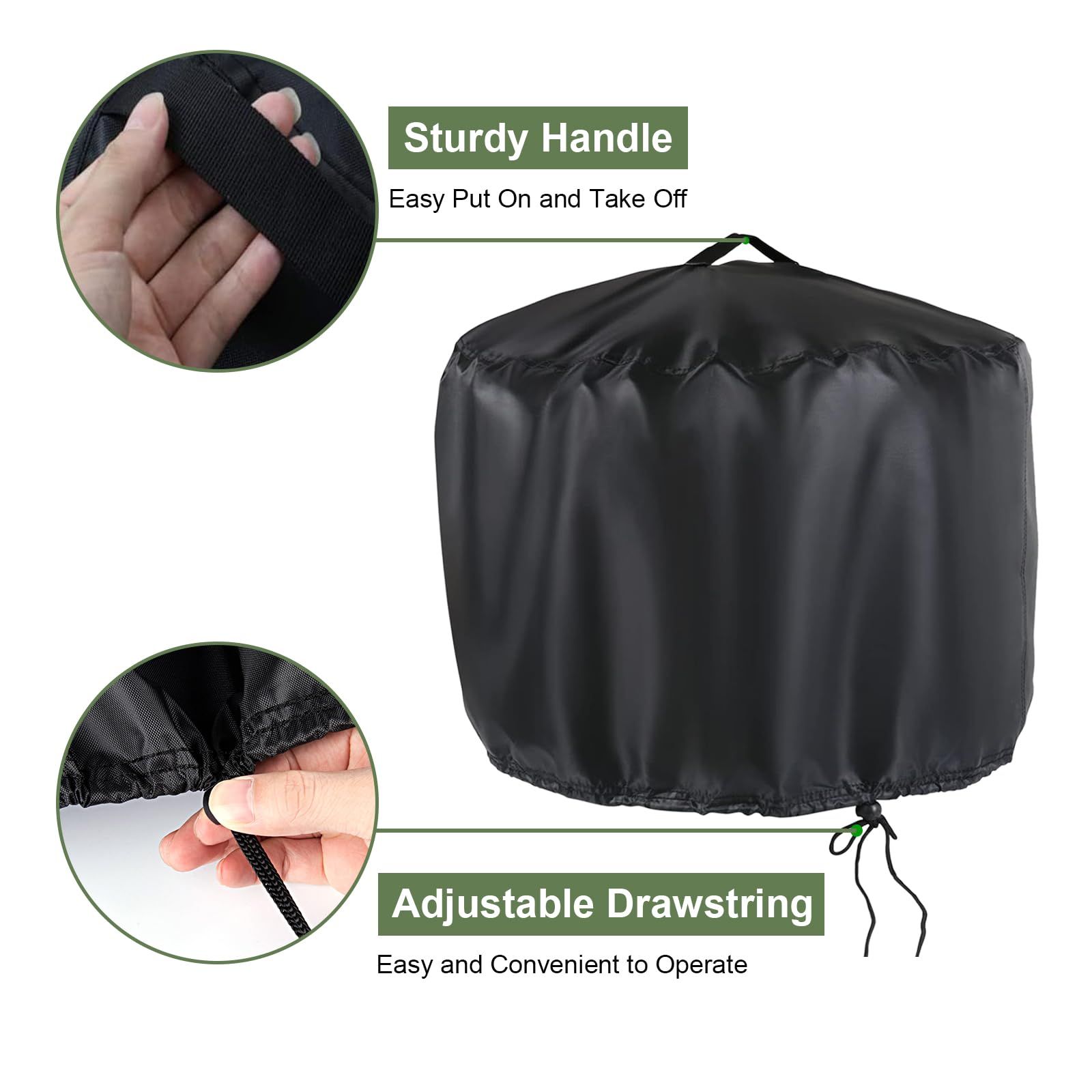 18 Inch Round Fire Pit Cover for 2.0, Heavy Duty Waterproof Outdoor Smokeless Firepit Cover, Small Fire Bowl Outdoor(18" D x 15" H) — image 4