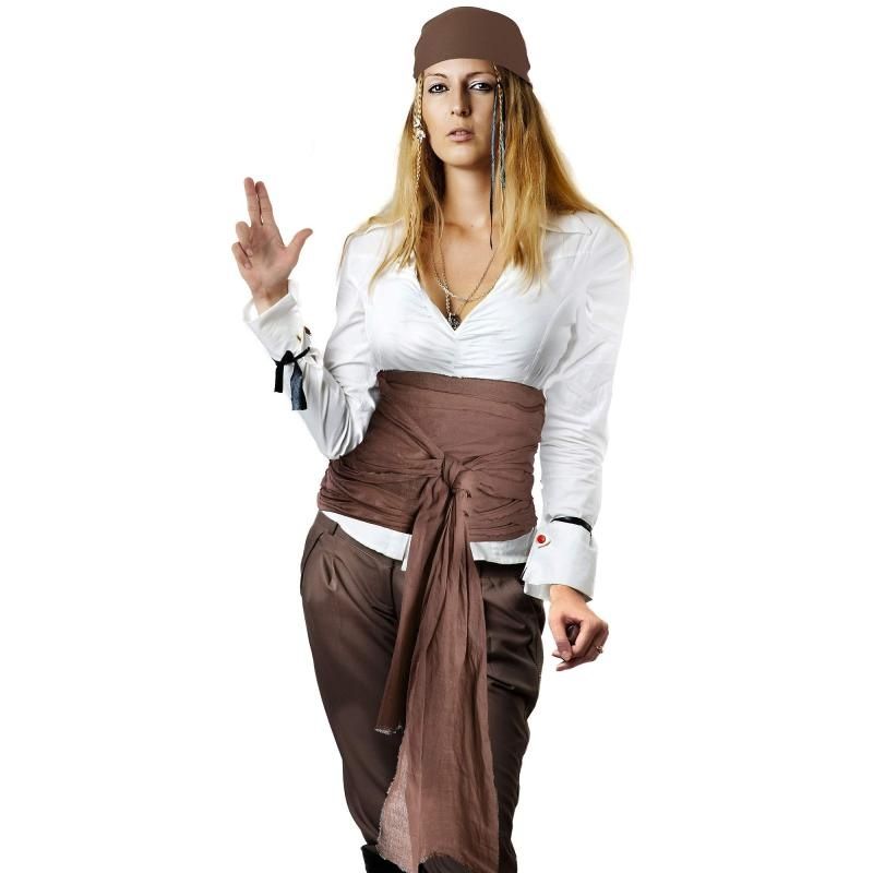 Pirate Costume Men Women Pirate Head Scarf Hat Accessories Pirate Sash Belt Bandana Waist Belt（2 pcs） — image 2
