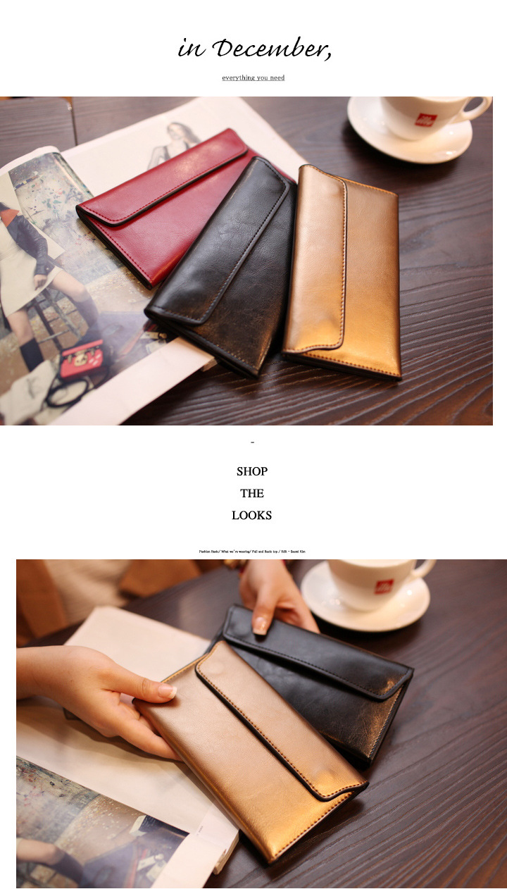 Brown Women's Genuine Leather Long Wallet - Slim Business Clutch with Snap Closure, Multi-Card Holder โ image 6