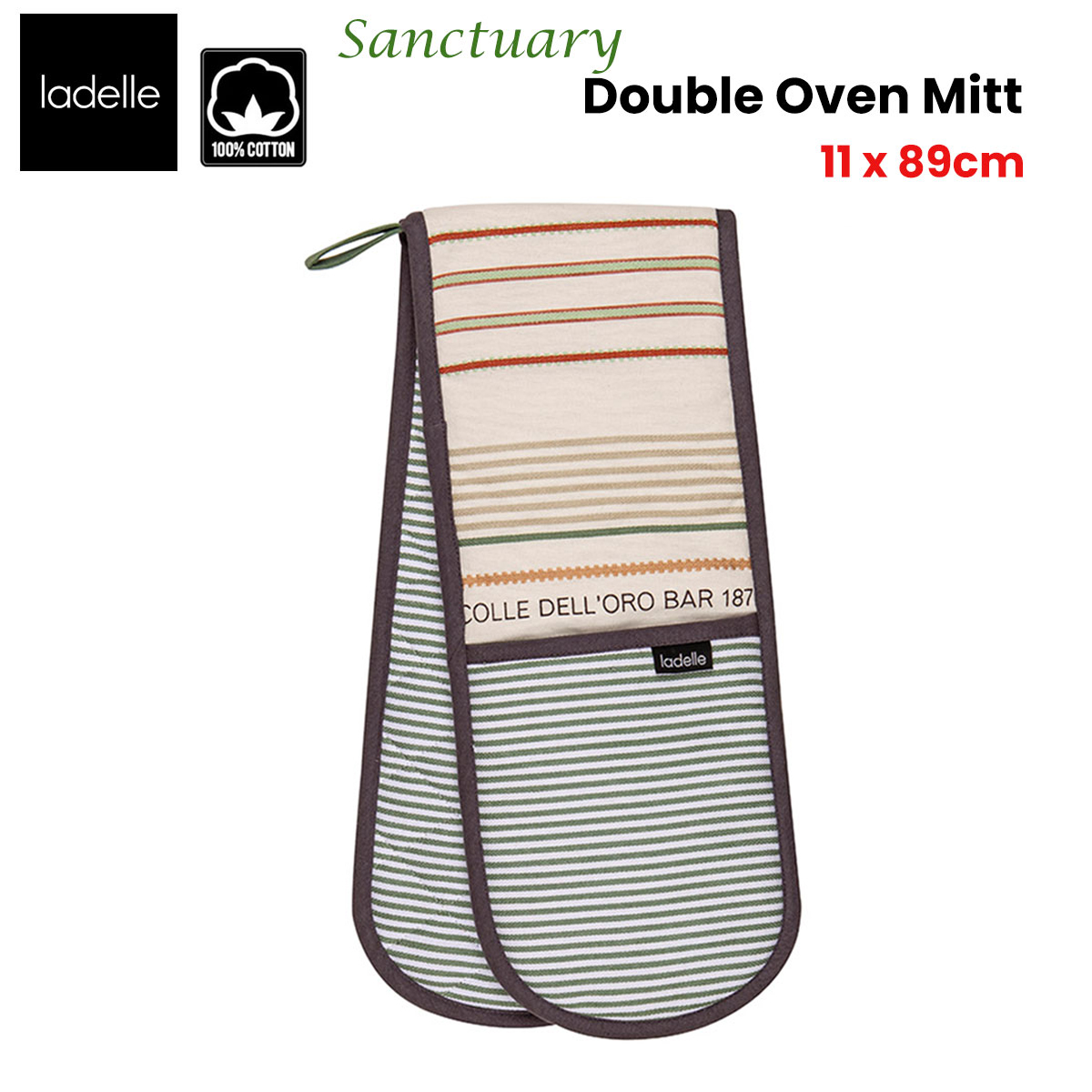 Ladelle Sanctuary Cream Double Oven Mitt 17 × 89 cm — image 2