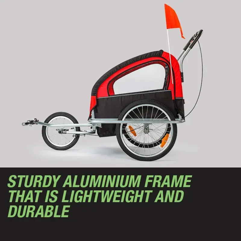 Tag-Along Kids Bike Trailer Child Bicycle Pram Stroller Children Wheel Jogger Red โ image 5