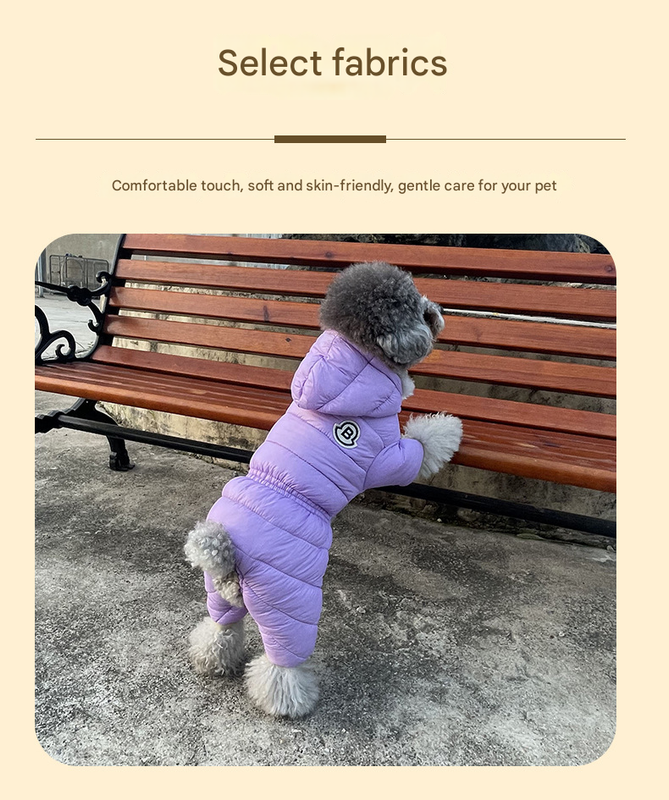 Turmeric Warm Puffer Dog Coat - Waterproof Four-Legged Winter Jumpsuit for Small Dogs — image 4