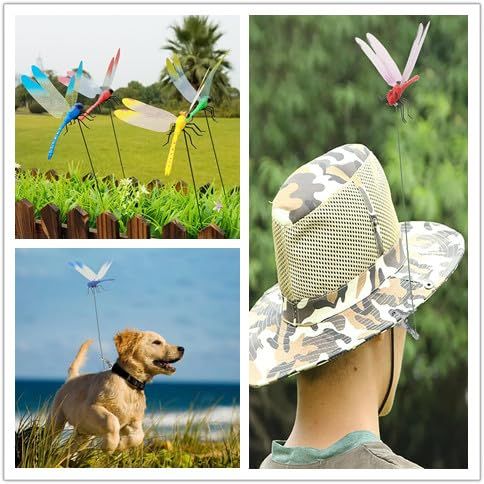 3 Pack Dragonfly Clip,3D Dragonfly Garden Stakes Decor,Fly Deterrent, Dragonfly Humming Bird Stakes,Deer and Horse Fly Deterrent โ image 2