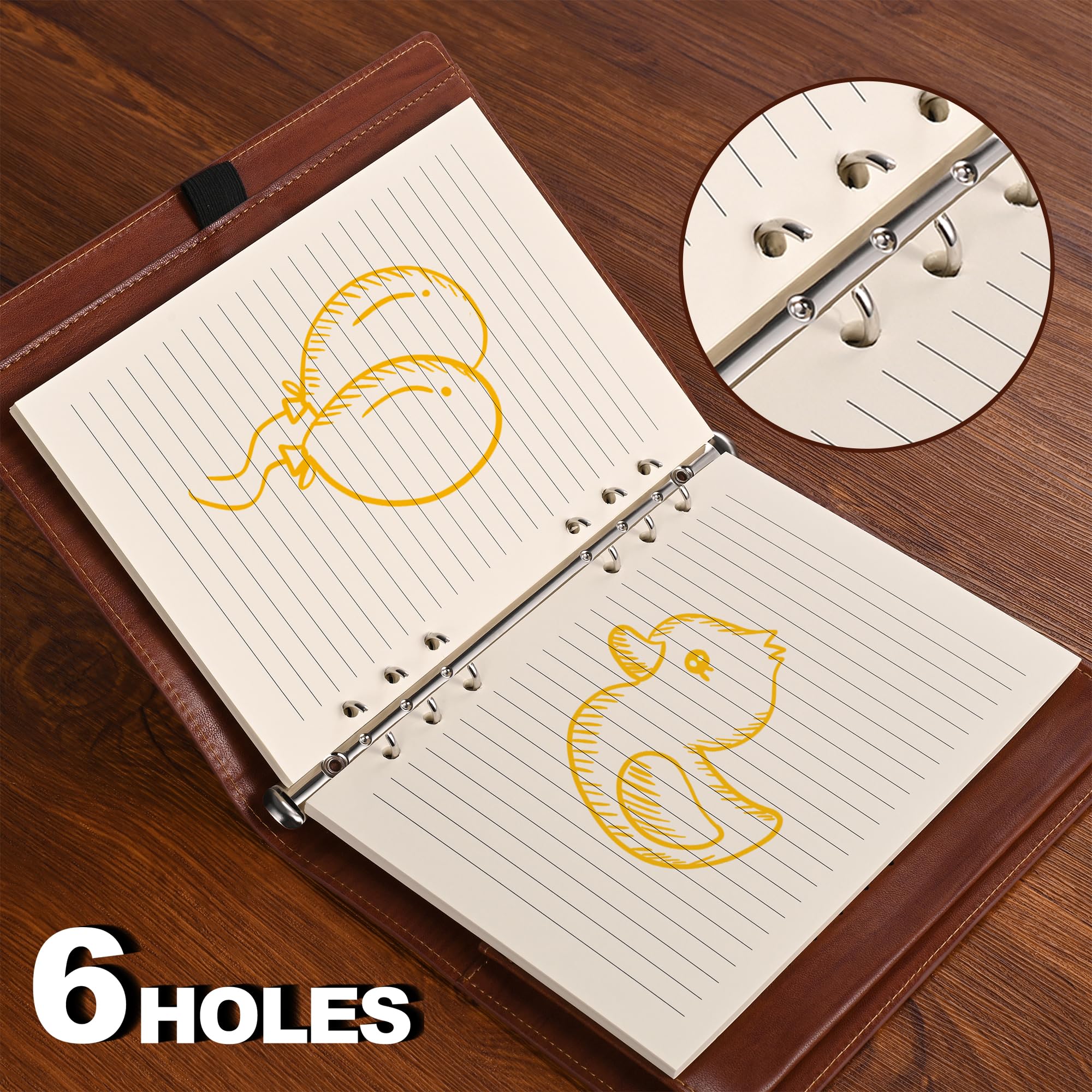 Refill A5 lined - Ring binder paper - Agenda refill - Notebook paper - Loose-leaf paper - School supplies - Office supplies - Writing pad - Notepad - 6 rings — image 6