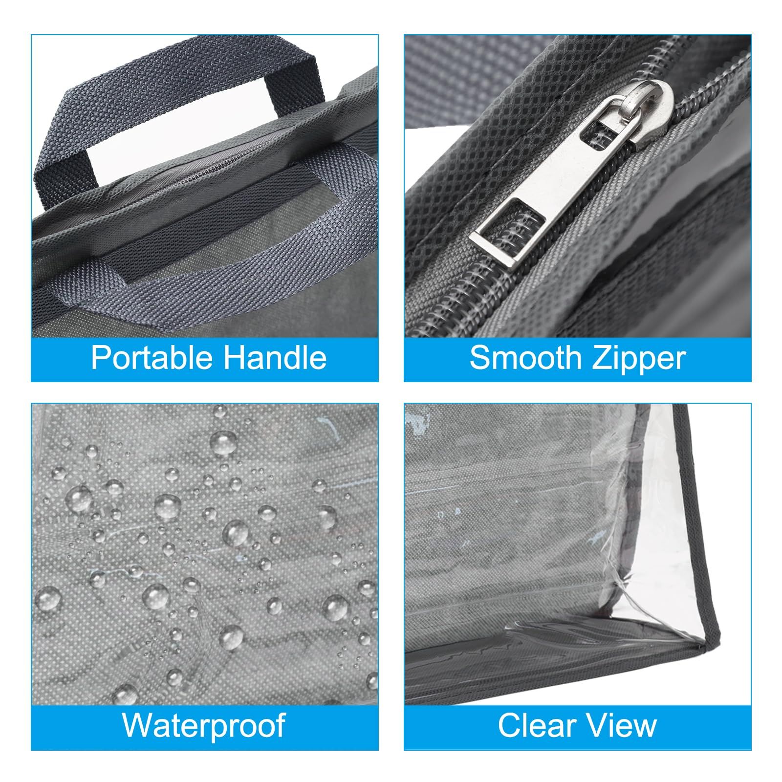 Handbag Dust Bags, Clear Purse Storage Organizer PVC Dustproof Handbag Cover Transparent Purse Protector, Gray — image 4