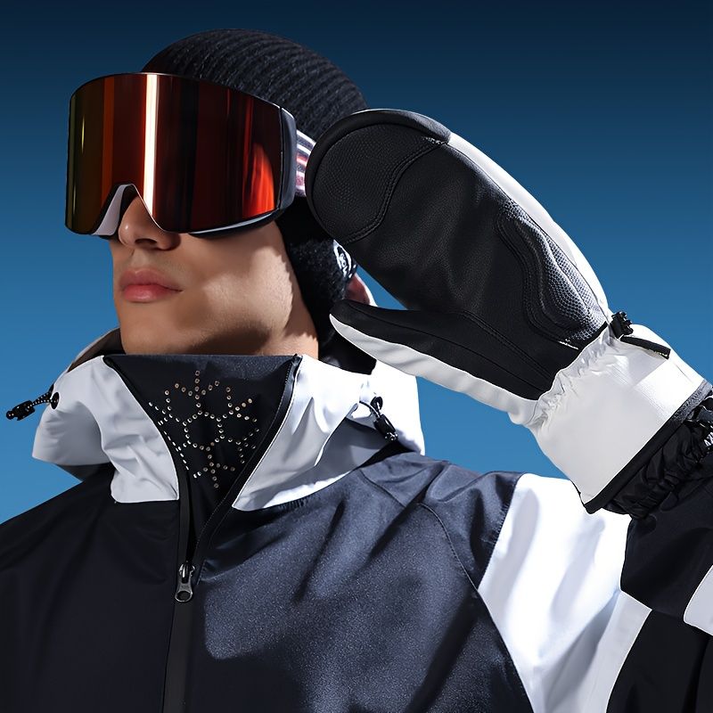 Winter Ski Mittens Waterproof & Windproof for Outdoor Snow Sports, with Touchscreen Compatibility, Fleece Lining, Anti-Slip Palm, Adjustable Wrist Strap, and β image 5