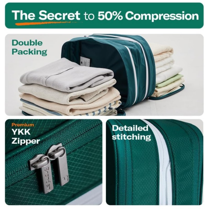 Beige Durable Double-Zipper Expandable Water-Resistant Thick and Thin Clothing Storage Bag - Size 40 × 30 × 15CM — image 2