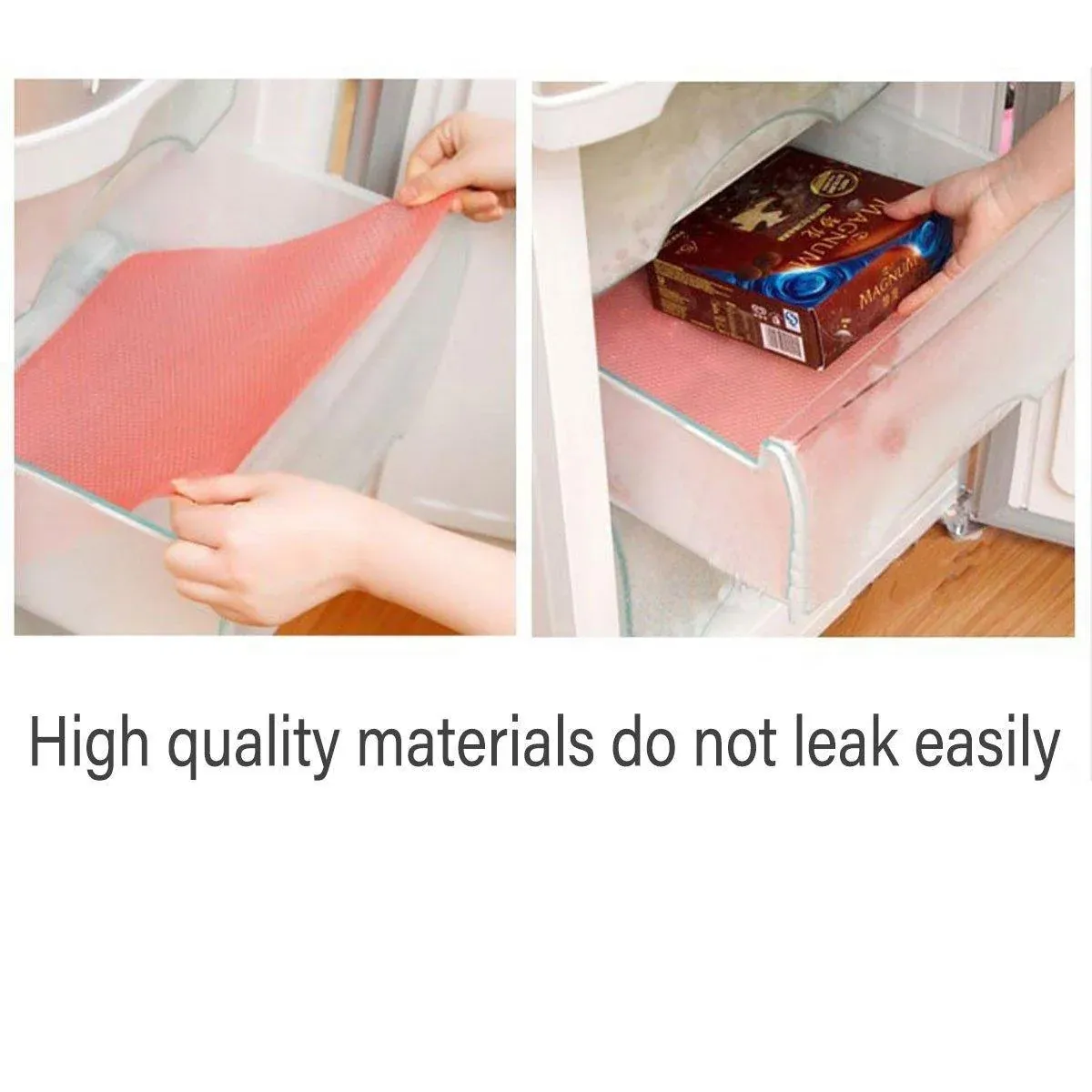 4PCS Cuttable Kitchen Anti-slip Mat Anti-fouling Refrigerator Drawer Liner Mat - Orange — image 6
