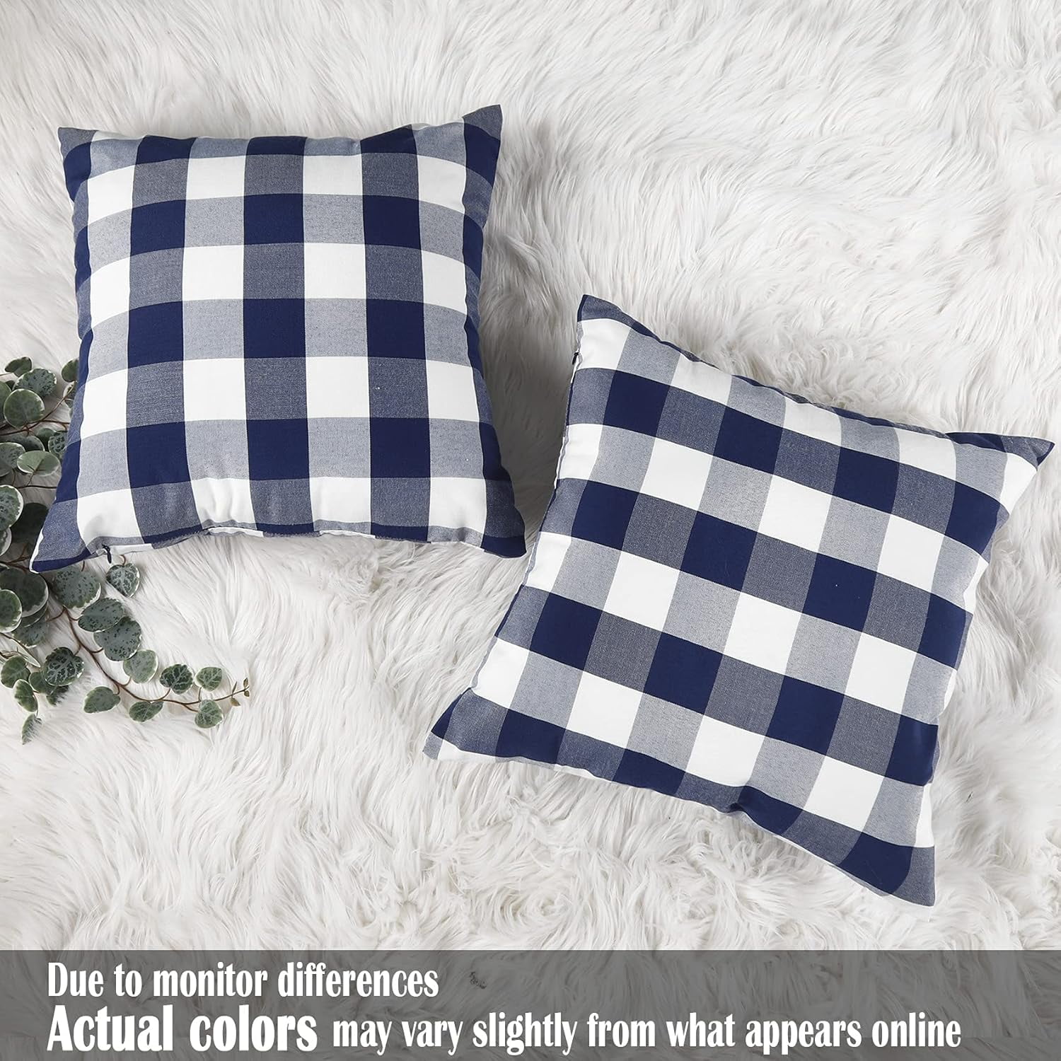 Light Blue Farmhouse Buffalo Plaid Pillow Covers 18x18 Set of 2 Patio Outdoor Decor Neutral Checkered Pillow Covers 18 x 18, Blue and White Gingham Plaid Check โ image 5