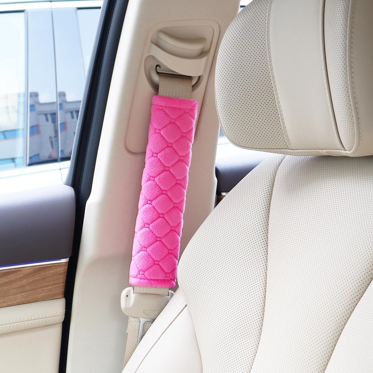 2 PCS Car Seat Straps Shoulder Pads Soft Auto Seat Belt Cover Universal Safety Strap Cover Helps Protect Your Neck and Shoulders from Seat Belt Friction (Rose — image 4