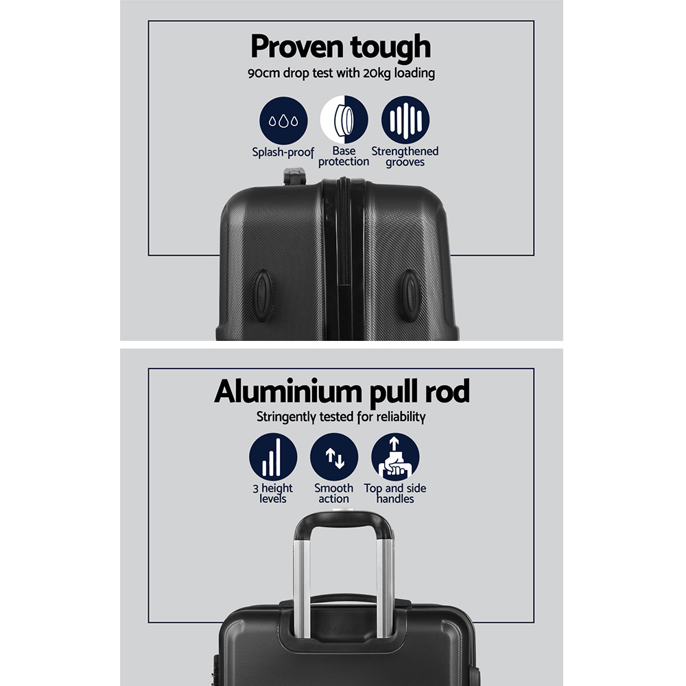 Wanderlite 3Set 20-24-28 Inch Luggage with TSA Lock Spinner Travel Suitcase Carry On Hard Shell Luggage Case Black โ image 4