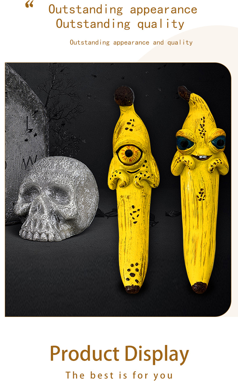 3 Pcs Style 1 Yellow Whimsical Magic Banana Monster Figurine - Quirky Resin Art Decor for Home & Party — image 5