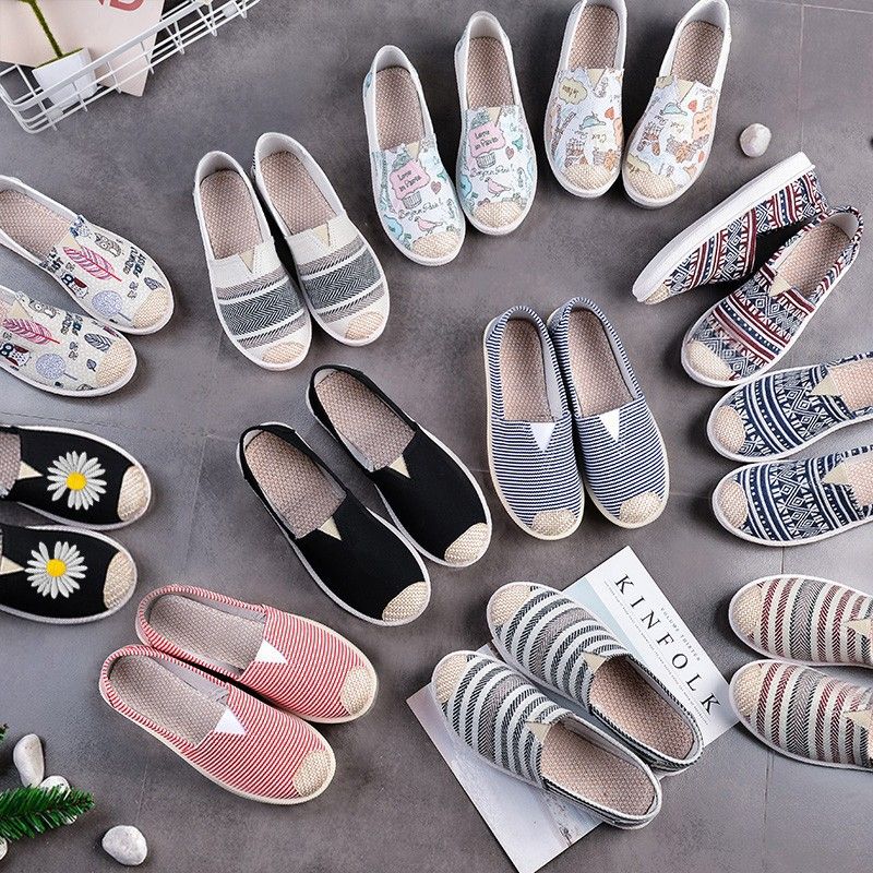 Canvas Low Top Women Shoes Flat Rubber Sole Blue and white porcelain 39 โ image 2