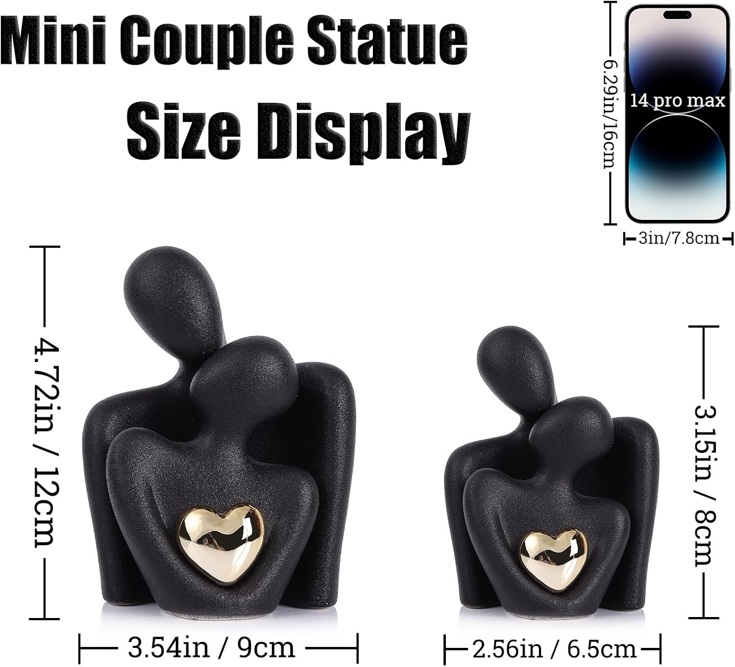 Mini Couples Statue - Ceramic Romantic Pair in Love Figurines for Bedroom Decor, TV Cabinet, Wedding Valentine's Gift, Small Knick Knacks Home Shelf (4.7 inch — image 4