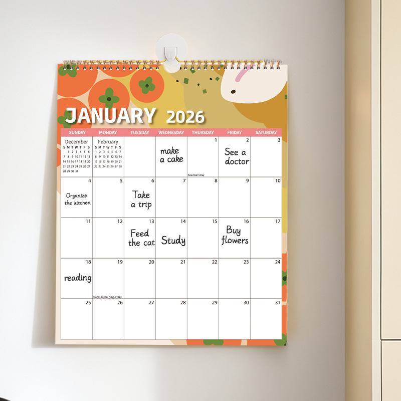Calendar 2026 - Hangable 12 Months - Calendar - With wire-o-binding - Yearly calendar - Monthly planner - Wall calendar - 37 × 30cm - Nutrition patterns — image 2