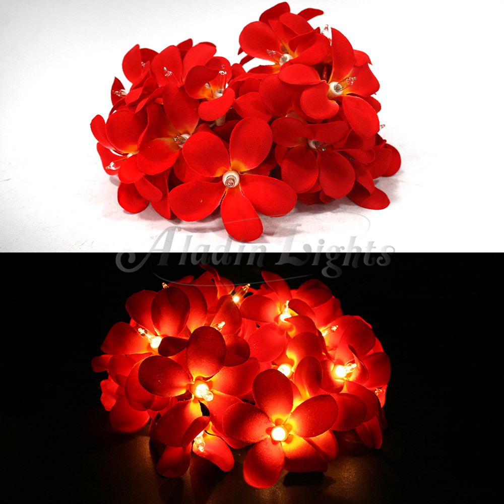 1 Set of 20 LED Deep Red Frangipani Flower Battery String Lights Christmas Gift Home Wedding Party Decoration Outdoor Table Garland Wreath โ image 5
