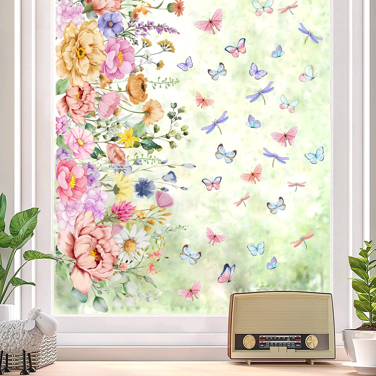 Static window sticker - Wall decoration - 30 × 60cm - flower plant - PVC - C — image 4