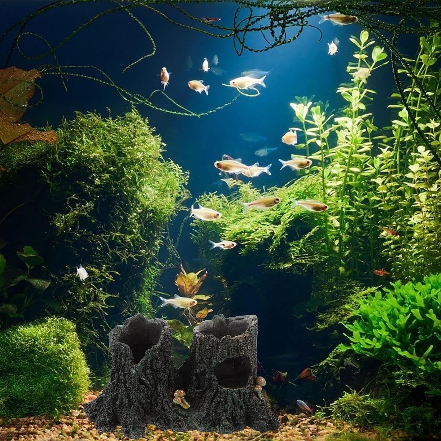 Aquarium Cave Tree Stump Trunk Fish Hideout House Resin Tree Bark Hideout Hut Wood Trunk Log Landscape Decoration โ image 5