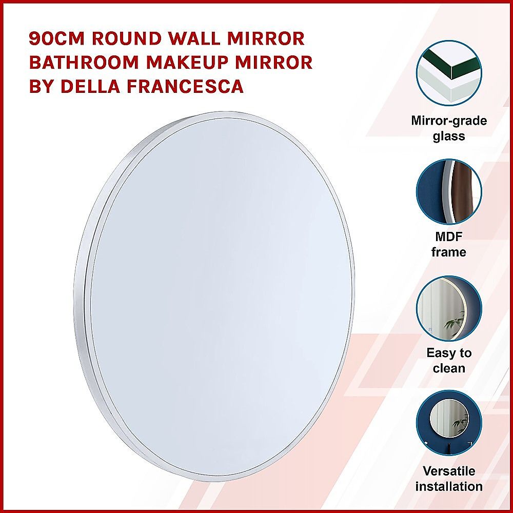 90cm Round Wall Mirror Bathroom Makeup Mirror by Della Francesca — image 3