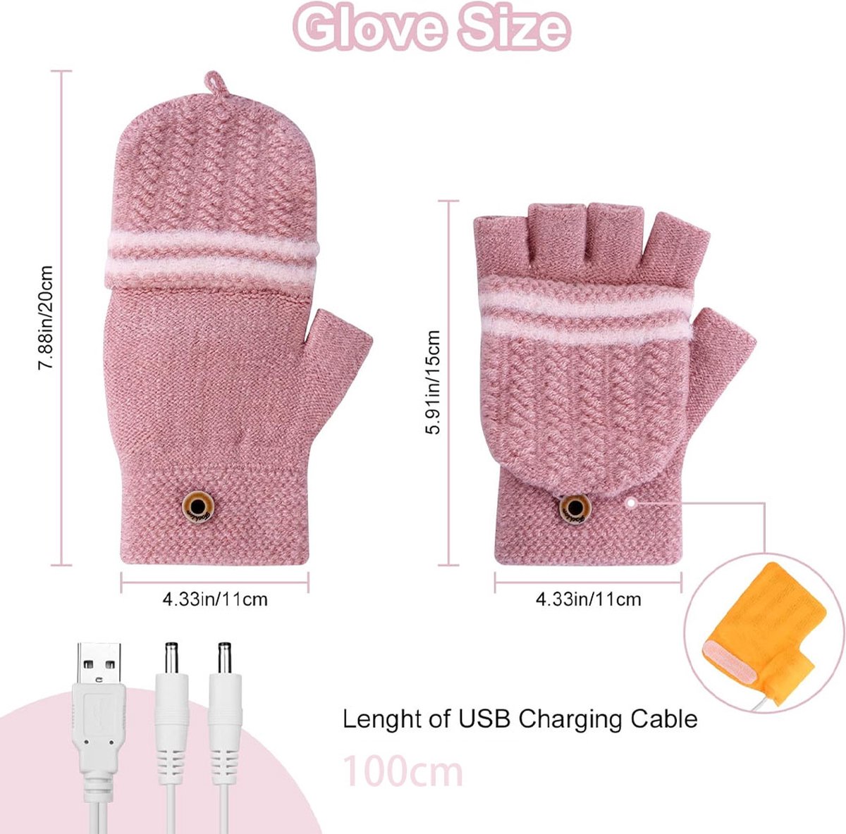 Heated Gloves - USB Heated Mittens - Heated Gloves - Electric Winter Gloves - Knitted Heated Gloves - Waterproof - Windproof - USB Rechargeable - Electrically — image 2